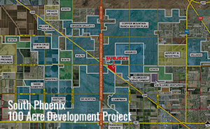 A map of the phoenix area with an intersection and a street.